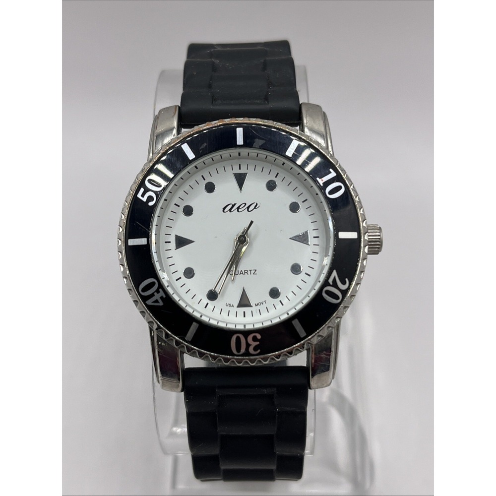 American Eagle Outfitters Women's Quartz Watch Black Silicone Band- New Battery